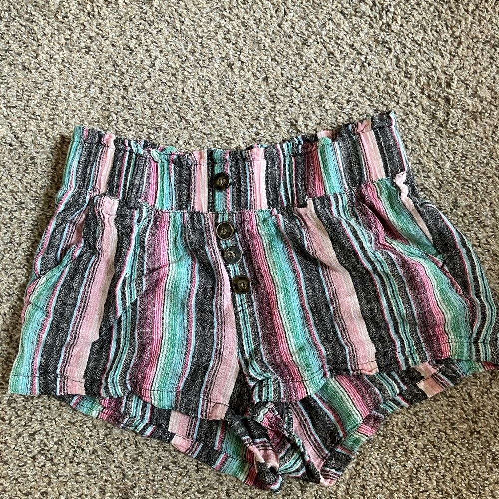 Rewash Multicolor Striped High Waist Shorts